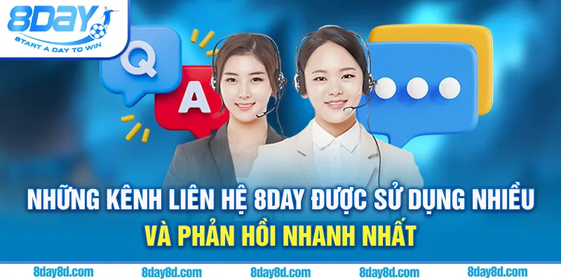 Những kênh liên hệ 8day được sử dụng nhiều và phản hồi nhanh nhất